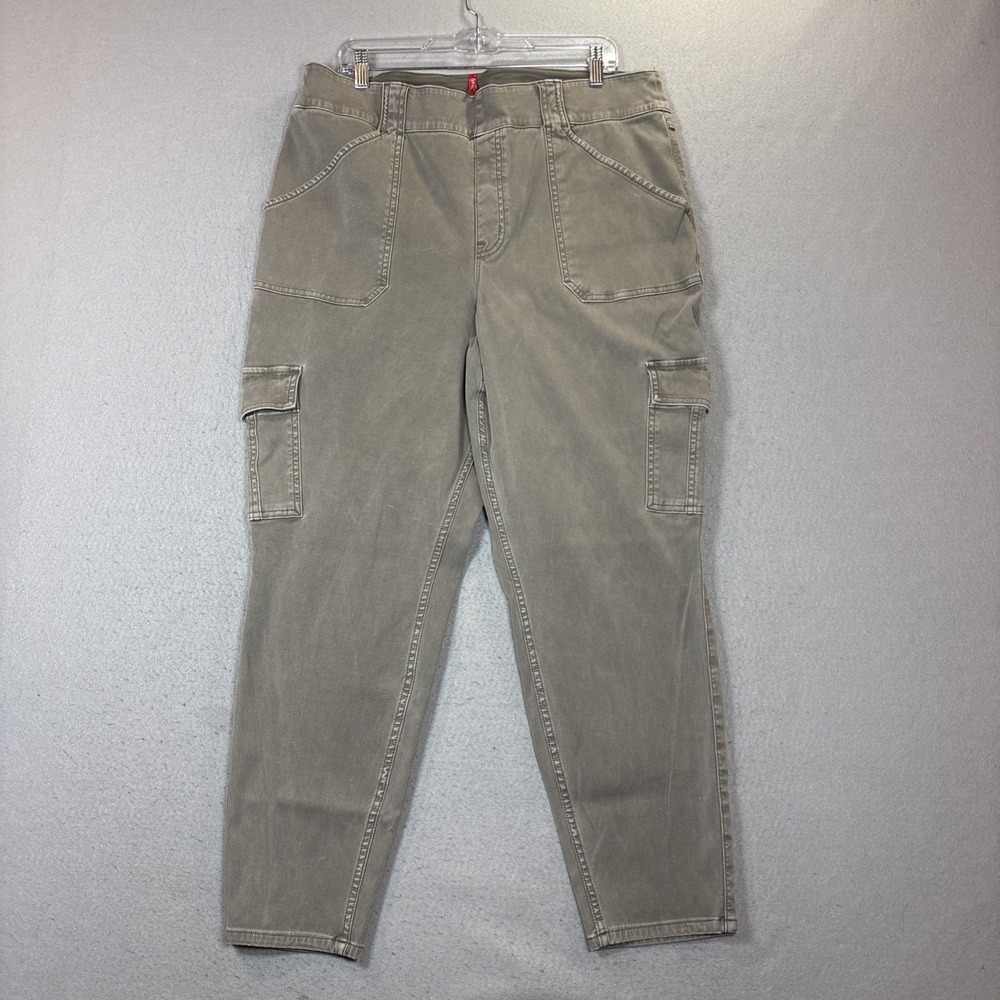 SPANX Pants Cargo Jeans Size 3X Brown Skinny Stretch Twill Ankle Pull On